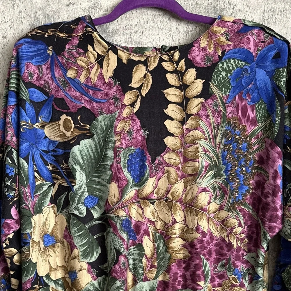 Unique SET Dress with Long Sleeves floral multicolor BLOUSE & SKIRT - Picture 8 of 15
